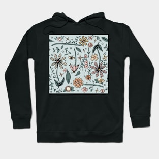 In the Garden Floral Pattern Blue Hoodie